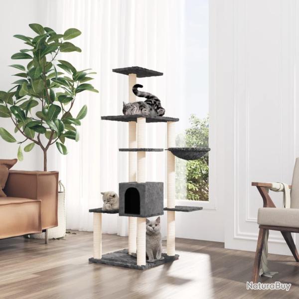 Arbre � chat avec griffoirs en sisal Gris fonc� 142 cm