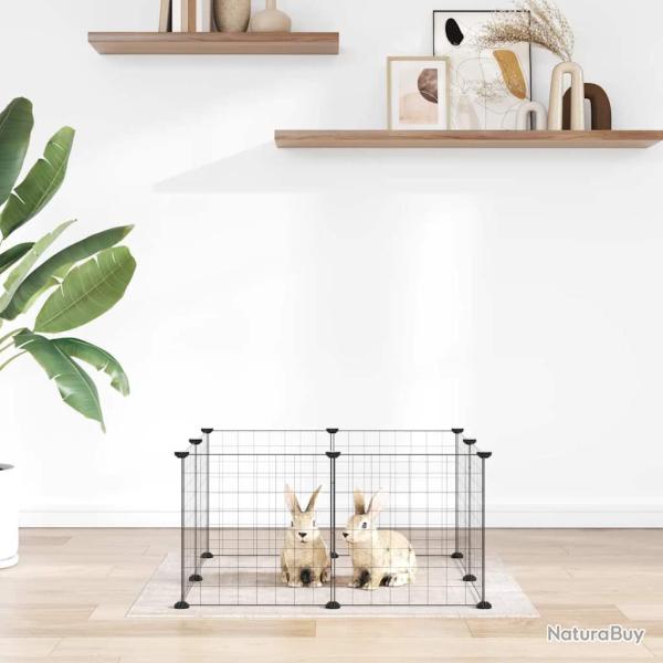 Cage pour animaux de compagnie � 8 panneaux, noire, 35 x 35 cm, en acier