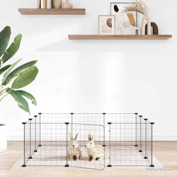 Cage pour animaux de compagnie � 12 panneaux avec porte, noire, 35 x 35 cm, acier