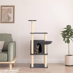 Arbre &agrave; chat avec griffoirs en sisal gris fonc&eacute; 132 cm
