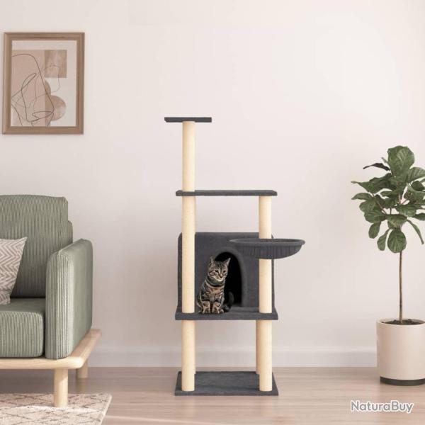 Arbre � chat avec griffoirs en sisal gris fonc� 132 cm