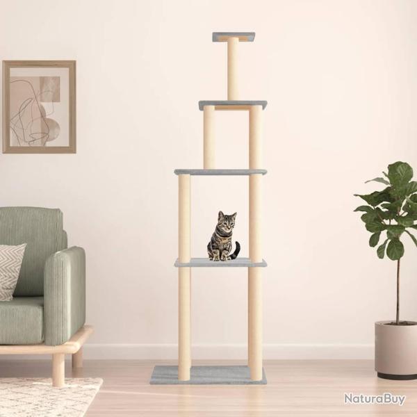 Arbre � chat avec griffoirs en sisal gris clair 183 cm