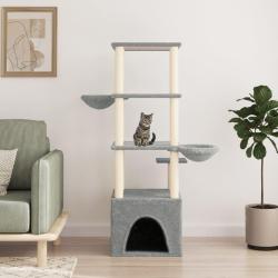 Arbre &agrave; chat avec griffoirs en sisal gris clair 147 cm