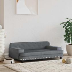 Lit pour chien gris fonc&eacute; 90x53x30 cm velours