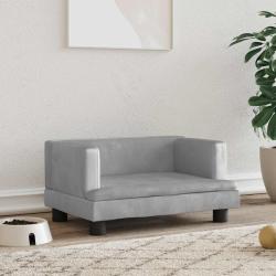 Lit pour chien gris clair 60x40x30 cm velours