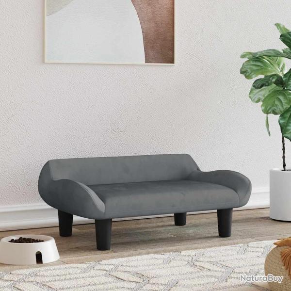 Lit pour chien gris fonc� 70x40x24 cm velours