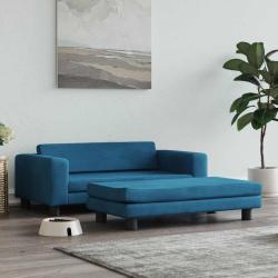 Lit pour chien avec extension bleu 100x50x30 cm velours