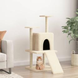 Arbre &agrave; chat avec griffoirs en sisal cr&egrave;me 110 cm