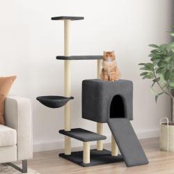 Arbre &agrave; chat avec griffoirs en sisal gris fonc&eacute; 130,5 cm