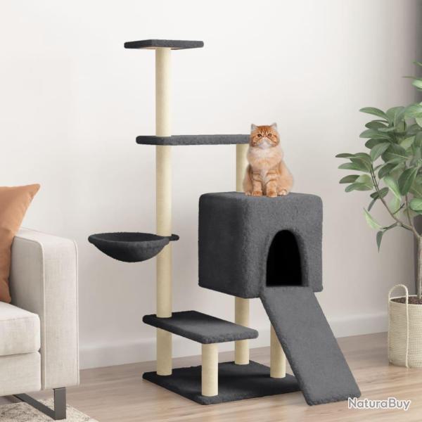 Arbre � chat avec griffoirs en sisal gris fonc� 130,5 cm