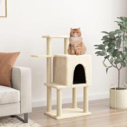 Arbre &agrave; chat avec griffoirs en sisal cr&egrave;me 97 cm