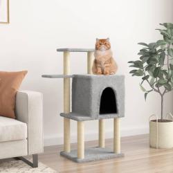 Arbre &agrave; chat avec griffoirs en sisal gris clair 97 cm