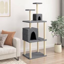 Arbre &agrave; chat avec griffoirs en sisal Gris fonc&eacute; 167 cm