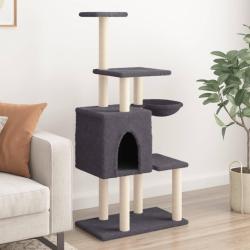 Arbre &agrave; chat avec griffoirs en sisal Gris fonc&eacute; 131 cm