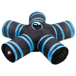 Tunnel pour chats &agrave; 5 voies Noir et bleu 25 cm Polyester