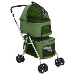 Poussette pour chien pliante &agrave; 2 niveaux Vert 83x48x97 cm