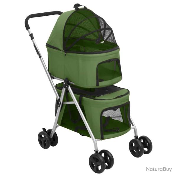 Poussette pour chien pliante � 2 niveaux Vert 83x48x97 cm