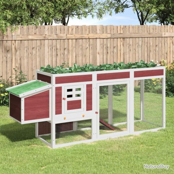 Poulailler moka 204x50x84 cm bois massif de pin
