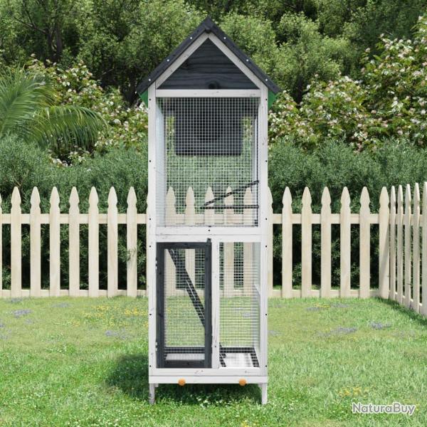 Maison � oiseaux gris 60x58,5x160 cm bois massif de pin