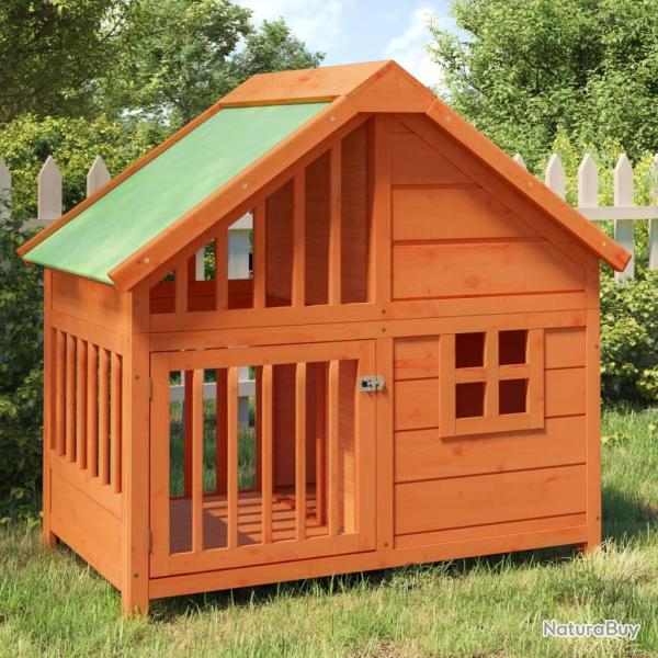Chenil marron 96x60,5x87 cm bois de pin solide