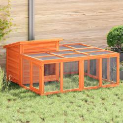 Clapier marron 144x123x67,5 cm bois de pin massif