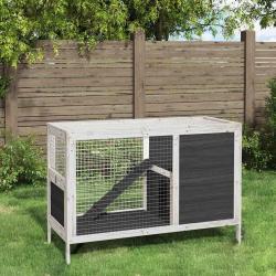 Clapier gris 103x44x69,5 cm bois de pin massif