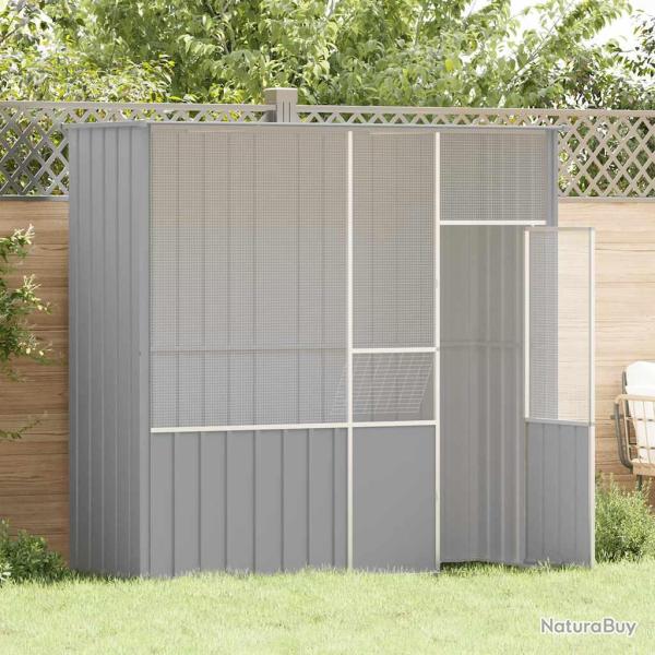 Cage � oiseaux gris 215x78x200 cm acier galvanis�