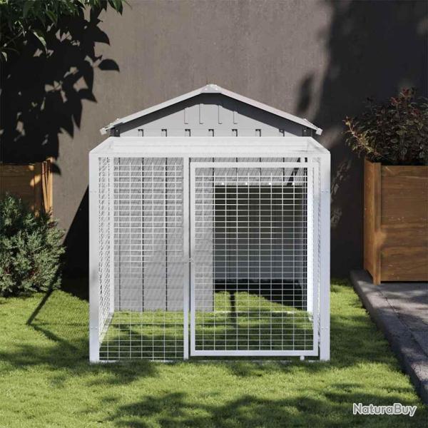 Cage � poulets avec enclos gris clair 117 x 201 x 123 cm acier galvanis�