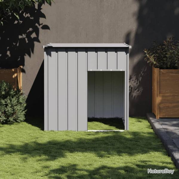 Niche pour chien avec toit gris clair 110 x 103 x 109 cm Acier galvanis�