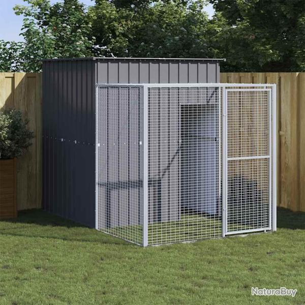 Poulailler avec cour anthracite 165x251x181 cm acier galvanis�