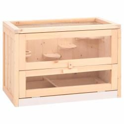 Cage &agrave; hamster 60x35,5x42 cm bois massif de sapin