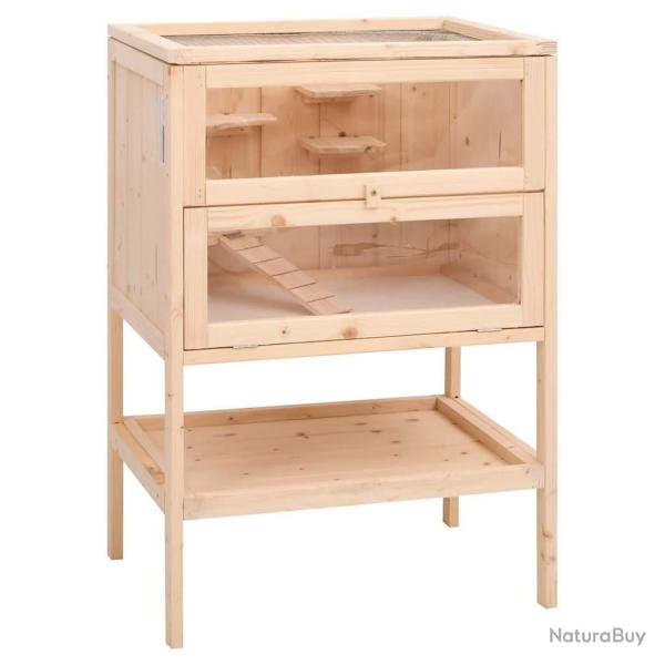 Cage pour hamster 55x40x80 cm Bois massif Sapin