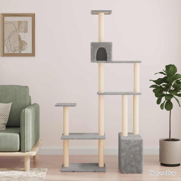 Arbre � chat avec poteaux � griffer en sisal Gris clair