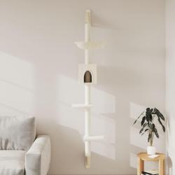 Arbre &agrave; chat mural avec griffoir cr&egrave;me 187 cm