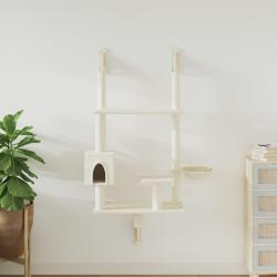 Arbre &agrave; chat mural avec griffoir cr&egrave;me 153 cm