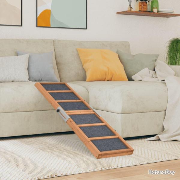 Rampe pour chiens gris 120x30 cm bois de sapin solide