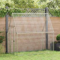 Cage pour poules argent&eacute; 200x100x190 cm acier galvanis&eacute;