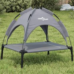 Lit pour chien avec auvent, anthracite, tissu Oxford et acier
