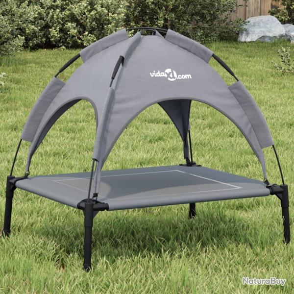 Lit pour chien avec auvent, anthracite, tissu Oxford et acier