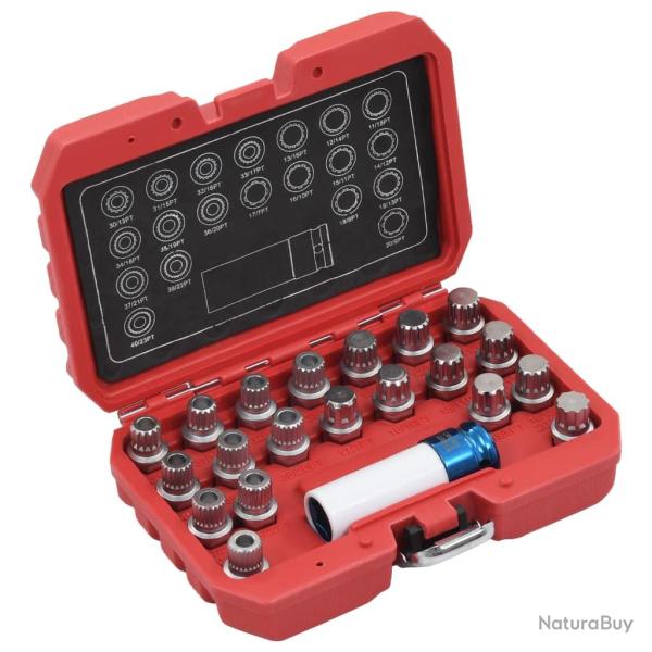 Jeu de douilles de verrouillage de jante 21 pcs pour