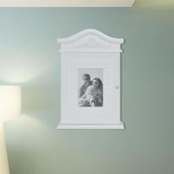 Armoire &agrave; cl&eacute;s avec cadre photo Blanc