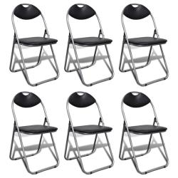 Chaises &agrave; manger pliables lot de 6 noir similicuir et acier