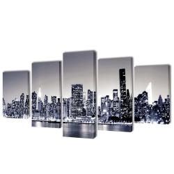 Set de toiles murales imprim&eacute;es Horizon de New York monochrome