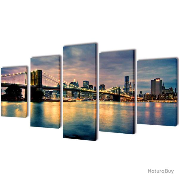 Set de toiles murales imprim�es Pont de Brooklin vu de la rivi�re