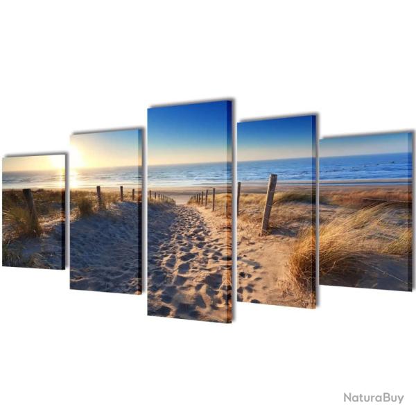 Set de toiles murales imprim�es Plage de sable 200 x 100 cm