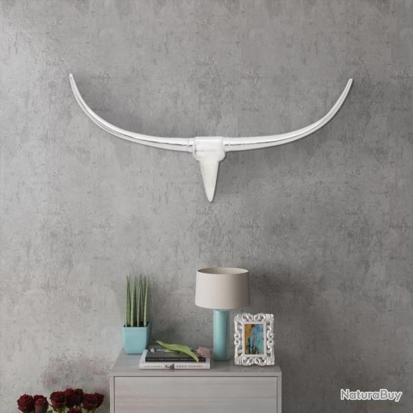 D�coration murale t�te de taureau Aluminium Argent� 96 cm