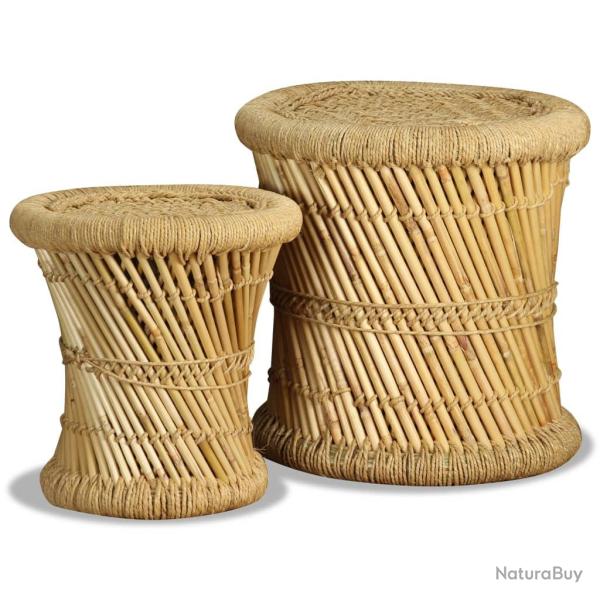 Tabourets lot de 2 Bambou et jute