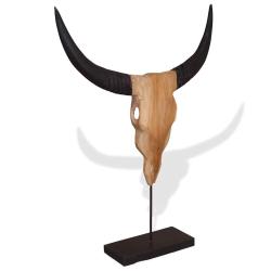 Sculpture de cr&acirc;ne de taureau teck 66x15x88 cm