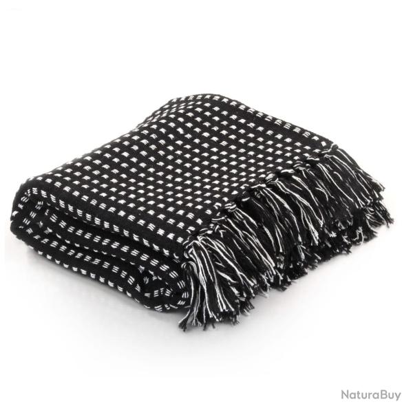Couverture coton � carr�s 125x150 cm Noir