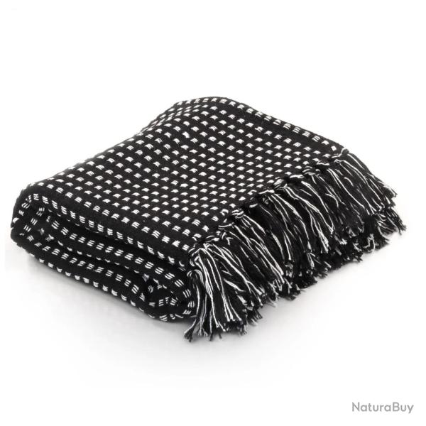 Couverture coton � carr�s 220x250 cm Noir
